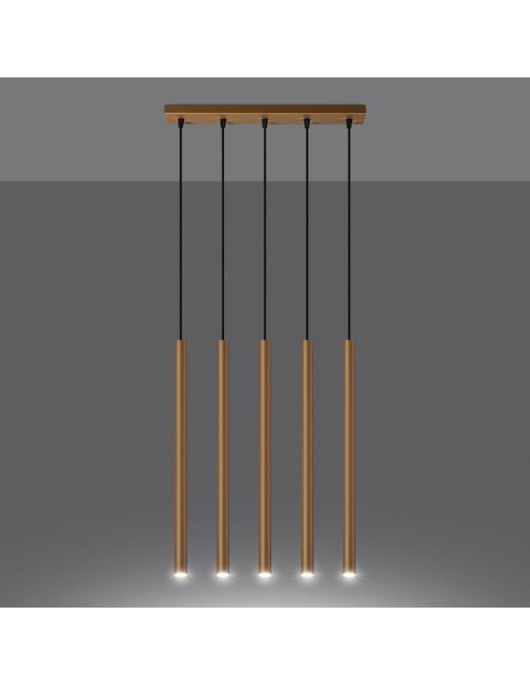 Pendant lamps - Sollux PASTELO 5L gold pendant lamp SL.1173 - product kolory-swiatla.pl 3