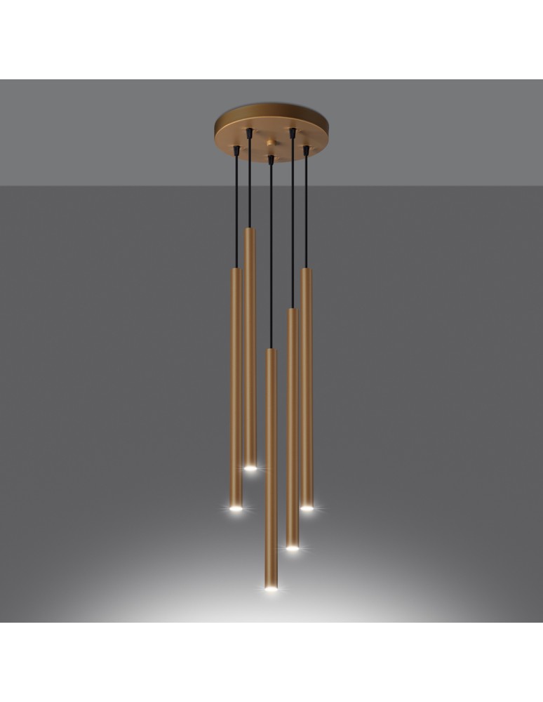 Pendant lamps - Sollux Pendant lamp PASTELO 5P gold SL.1174 - product kolory-swiatla.pl 3