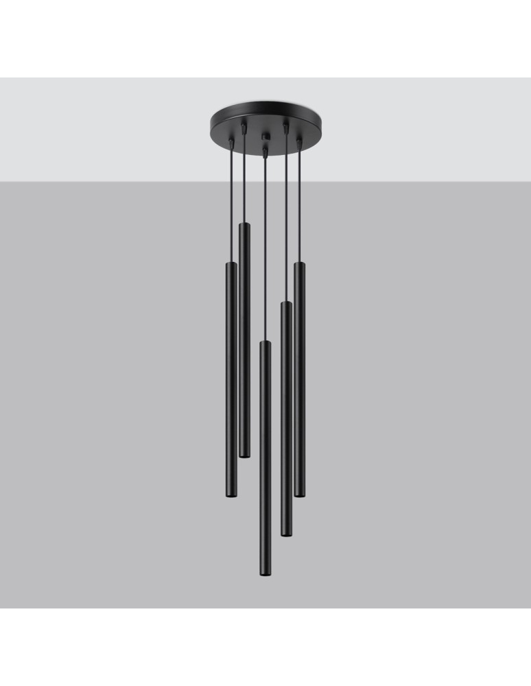 Pendant lamps - Sollux PASTELO 5P pendant lamp black SL.1176 - product kolory-swiatla.pl 2