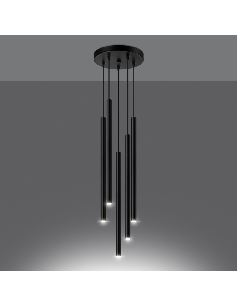 Pendant lamps - Sollux PASTELO 5P pendant lamp black SL.1176 - product kolory-swiatla.pl 3