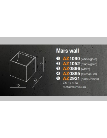 Azzardo MARS WHITE 1xG9 Ścienna Biały AZ0896 - produkt 2