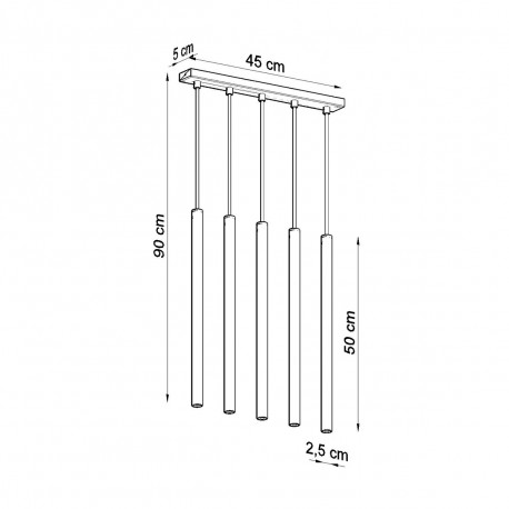 Sollux Lampa Wisząca PASTELO 5L złoty połysk SL.1198