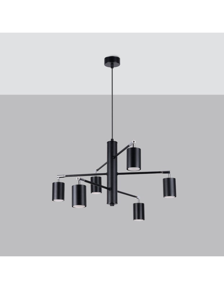 Chandeliers - Sollux Chandelier LEMMI 6 black SL.1207 - product kolory-swiatla.pl 2