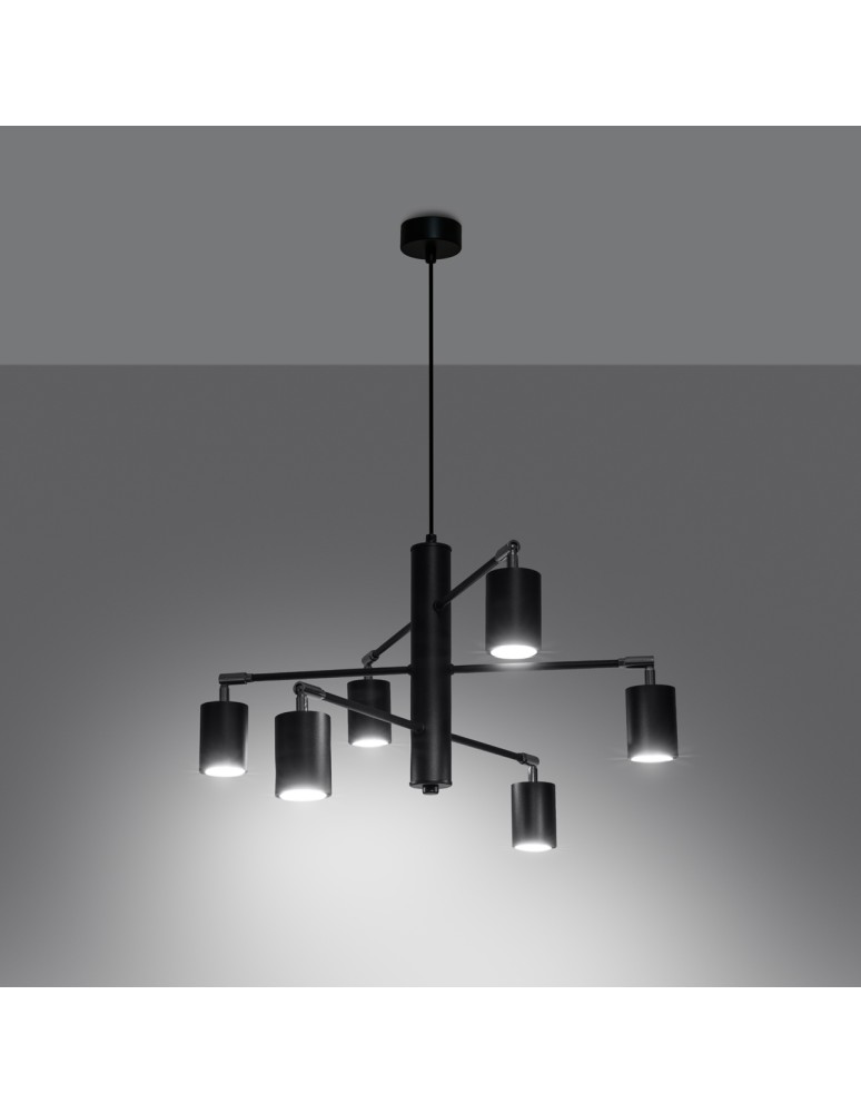 Chandeliers - Sollux Chandelier LEMMI 6 black SL.1207 - product kolory-swiatla.pl 3