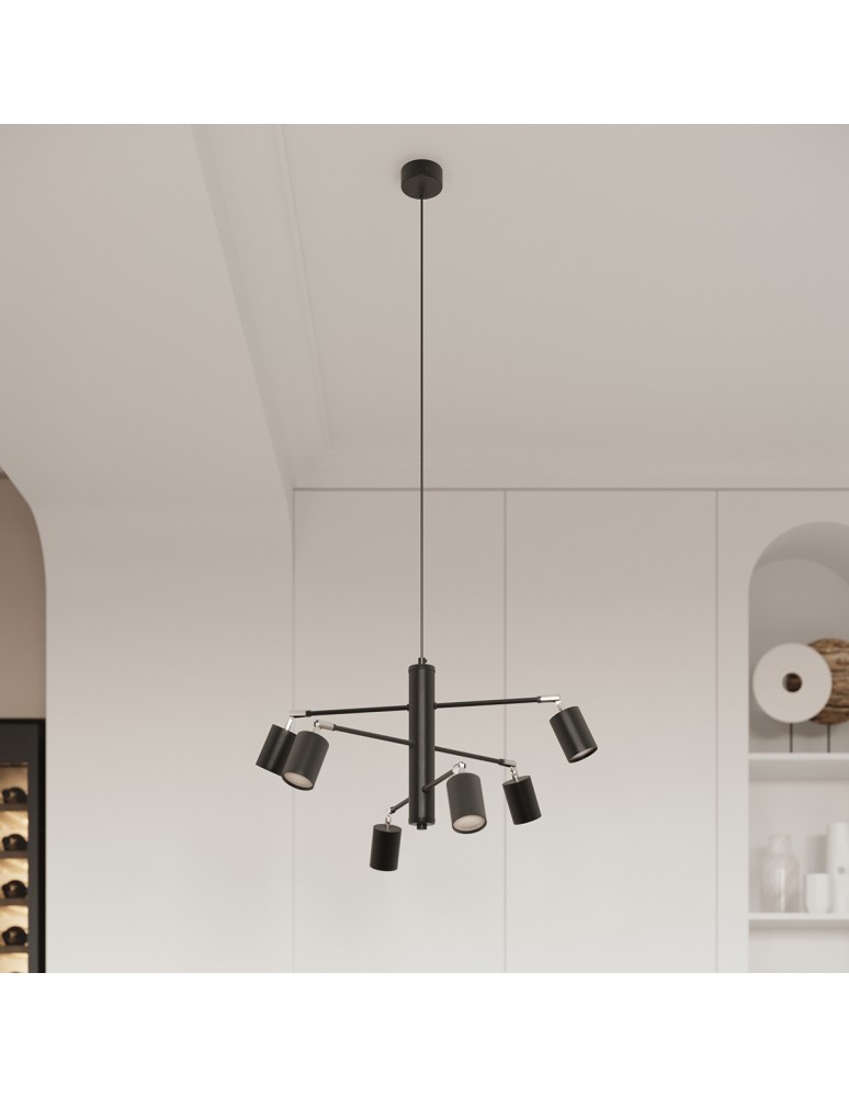 Chandeliers - Sollux Chandelier LEMMI 6 black SL.1207 - product kolory-swiatla.pl 9
