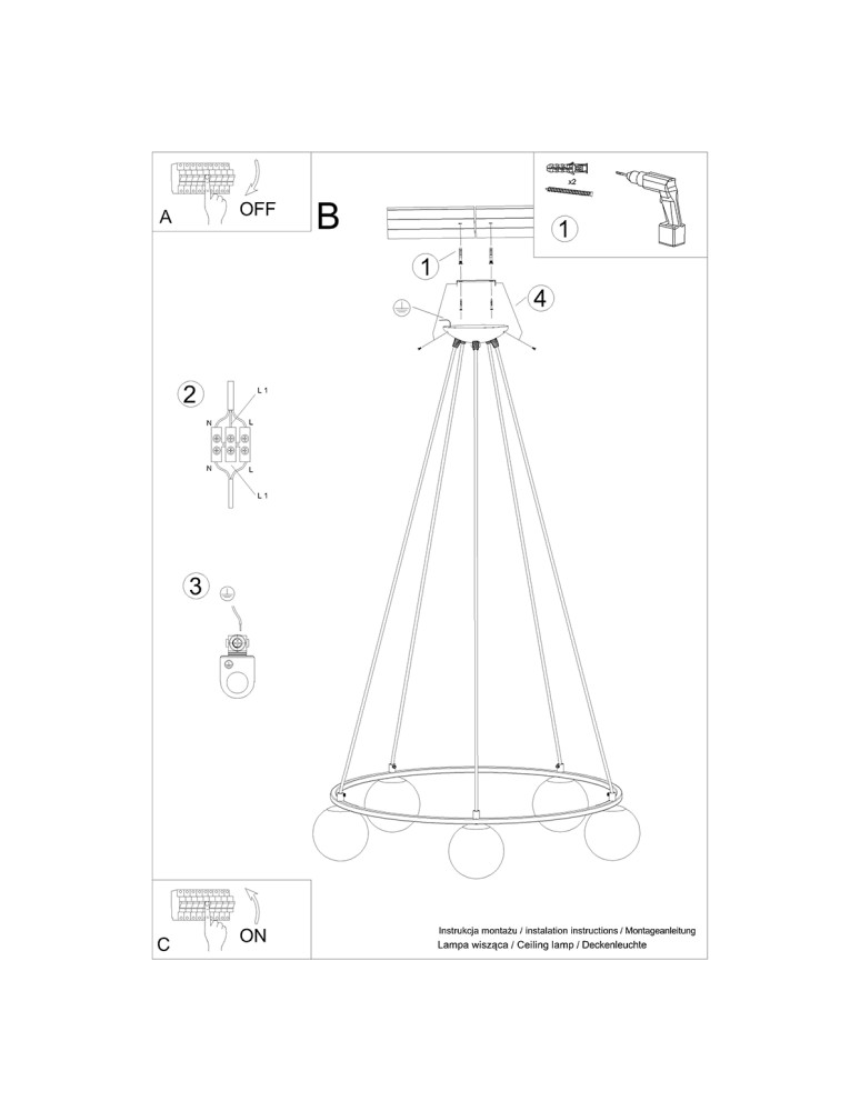 Chandeliers - Sollux Chandelier YOLI 5 SL.1214 - product kolory-swiatla.pl 6