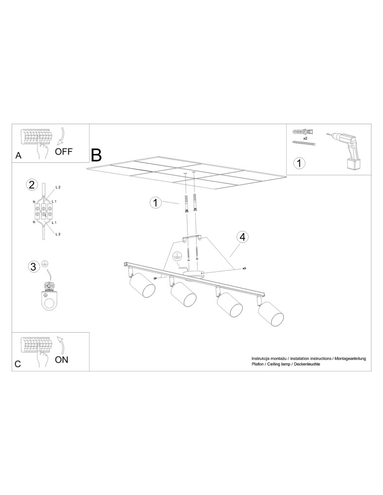 Adjustable ceiling lamps - spots - Sollux Plafond LEMMI 4L white SL.1227 - product kolory-swiatla.pl 5