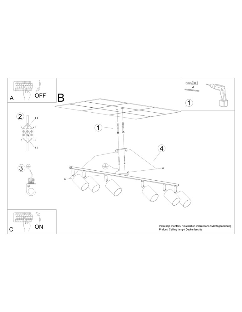 Adjustable ceiling lamps - spots - Sollux Plafond LEMMI 6L white SL.1228 - product kolory-swiatla.pl 5