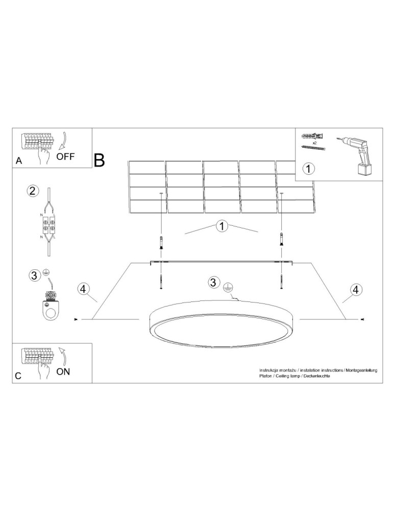 LED Plafonds - Sollux Plafond ONYX 30 black LED 3000K SL.1242 - product kolory-swiatla.pl 6