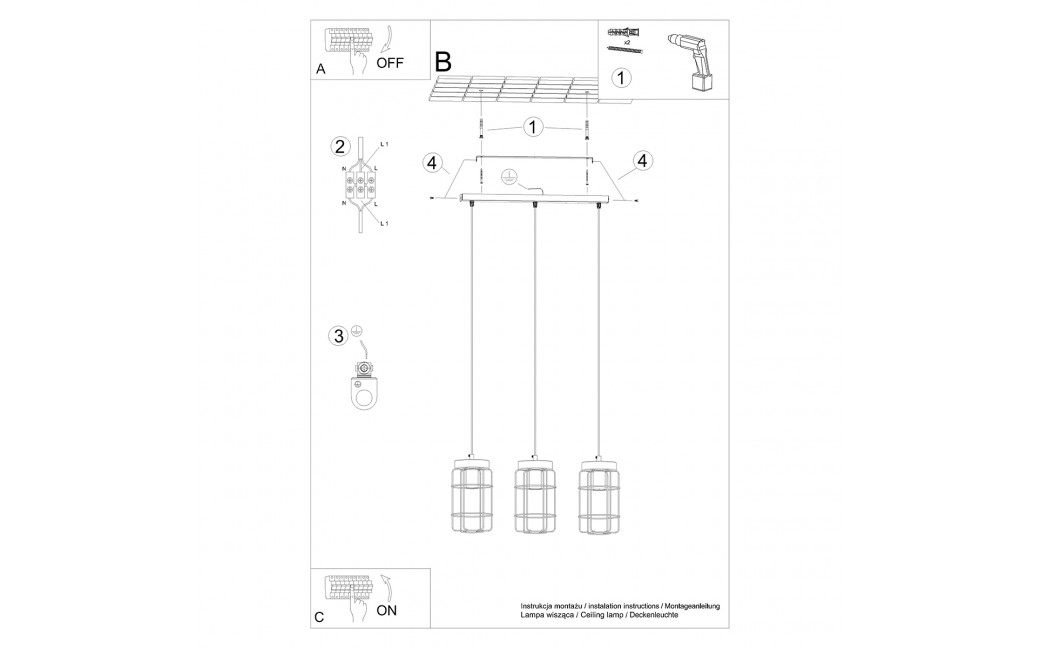 Sollux Lampa wisząca GOTTO 3L SL.1264