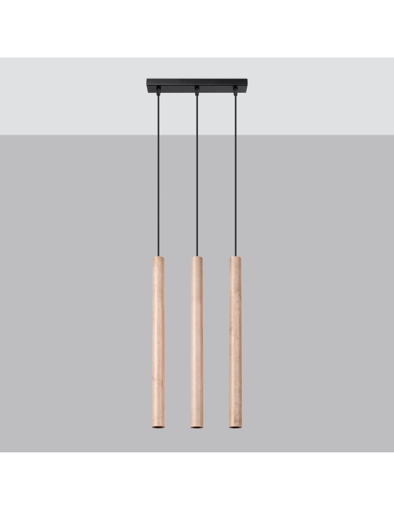 Pendant lamps - Sollux PASTELO 3L wood pendant lamp SL.1267 - product kolory-swiatla.pl 2