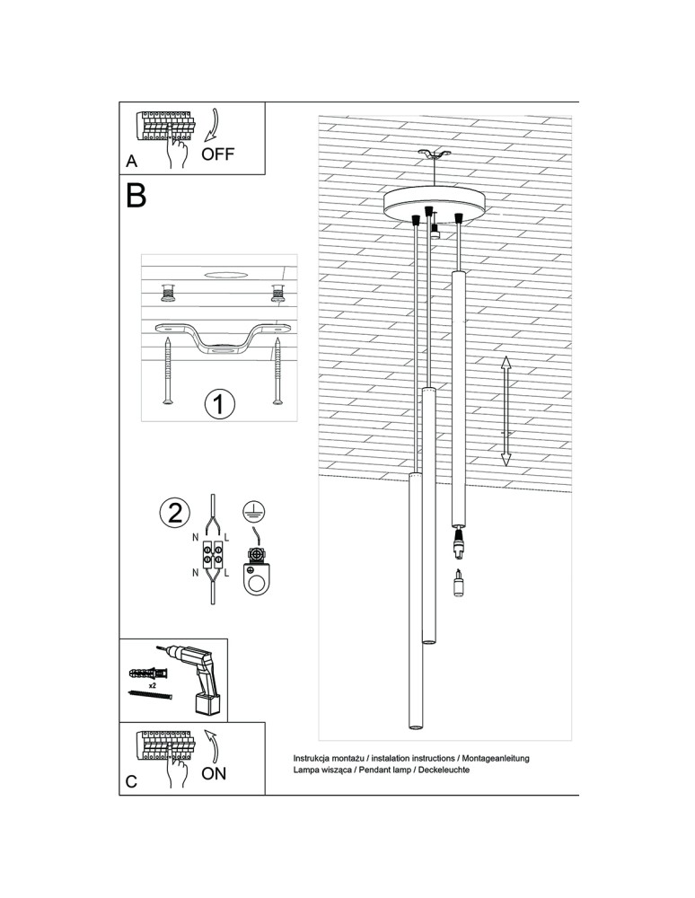 Pendant lamps - Sollux PASTELO 3P wood pendant lamp SL.1268 - product kolory-swiatla.pl 6