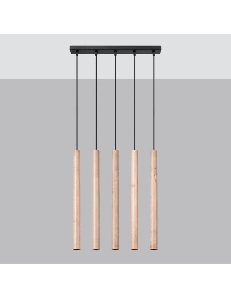 Pendant lamps - Sollux PASTELO 5L wood pendant lamp SL.1269 - product kolory-swiatla.pl 2