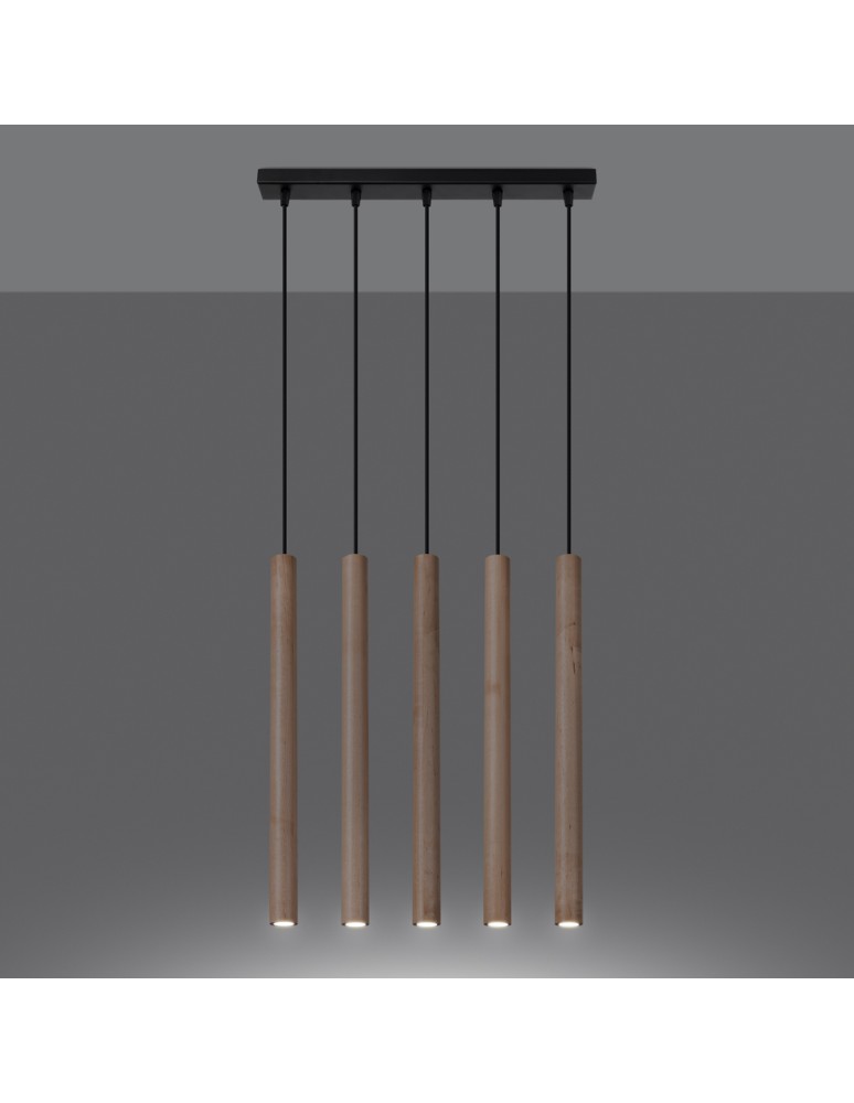 Pendant lamps - Sollux PASTELO 5L wood pendant lamp SL.1269 - product kolory-swiatla.pl 3