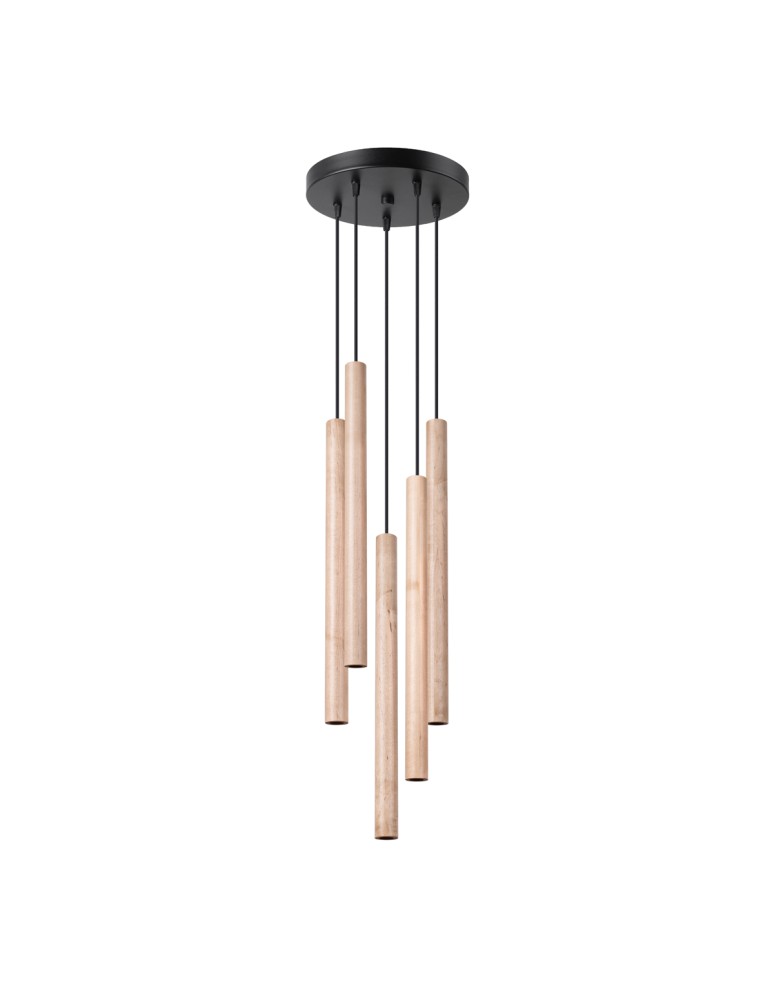 Pendant lamps - Sollux Pendant lamp PASTELO 5P wood SL.1270 - product kolory-swiatla.pl 1