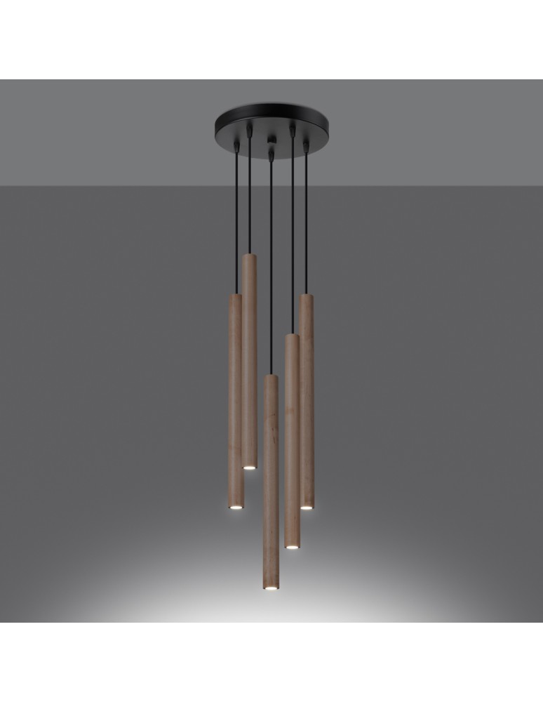 Pendant lamps - Sollux Pendant lamp PASTELO 5P wood SL.1270 - product kolory-swiatla.pl 3