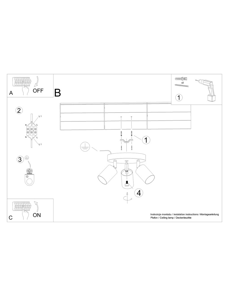 Adjustable ceiling lamps - spots - Sollux Plafond VERDO 3P white SL.1287 - product kolory-swiatla.pl 6