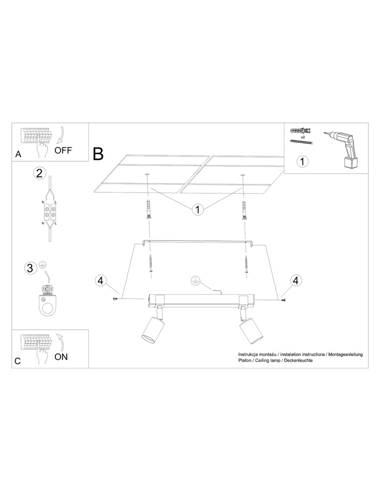 Adjustable ceiling lamps - spots - Sollux Plafond ZUCA 2 black SL.1296 - product kolory-swiatla.pl 6