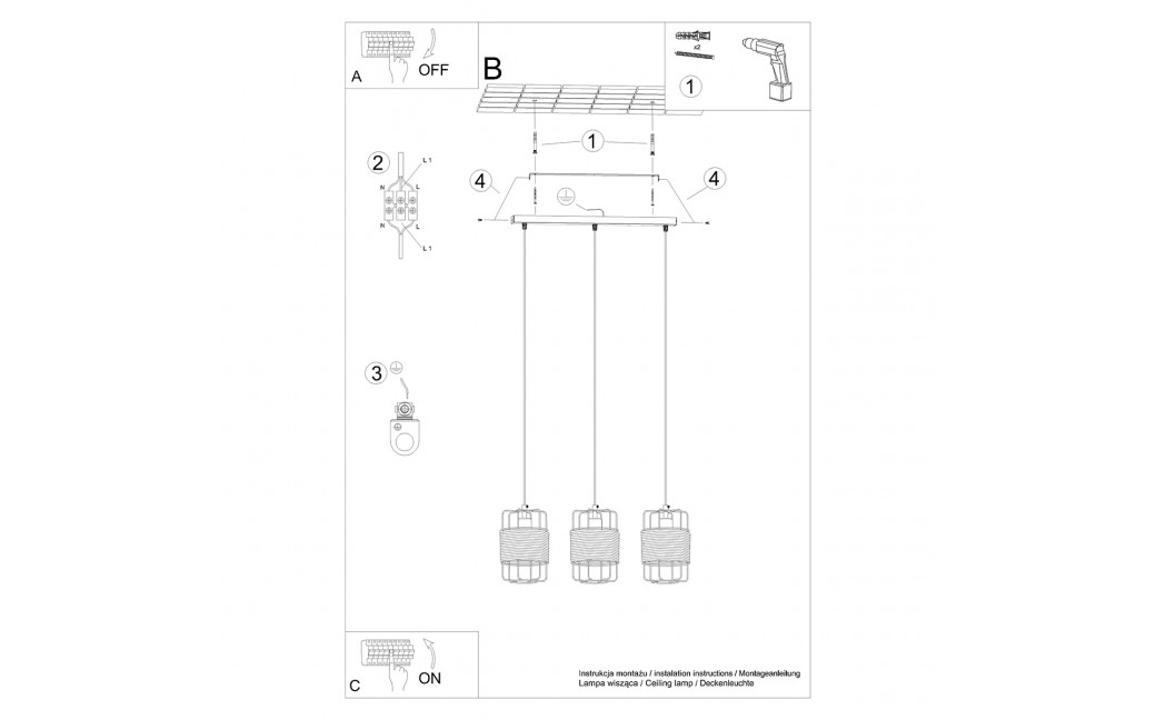 Sollux Lampa wisząca GIZUR 3L SL.1301