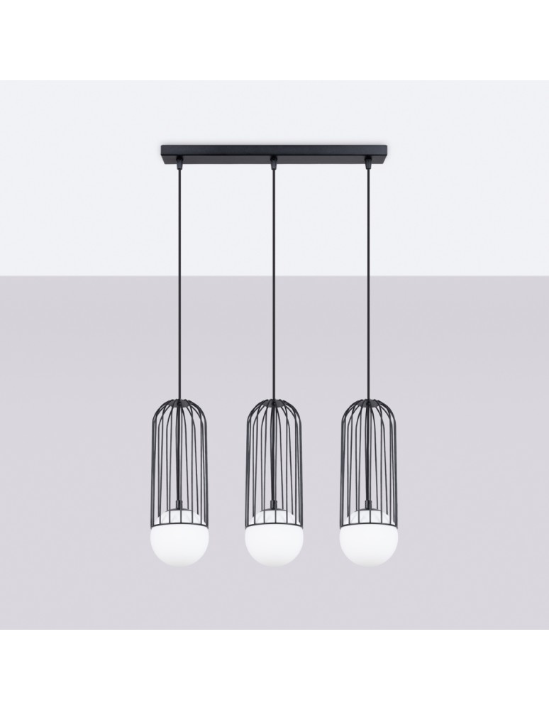 Pendant lamps on a strip - Sollux BRINA 3L pendant lamp black SL.1334 - product kolory-swiatla.pl 2