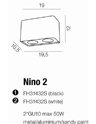 Azzardo NINO 2 WHITE/CHROM 2xGU10 Natynkowa Biały/Chrom AZ0737 - produkt 2
