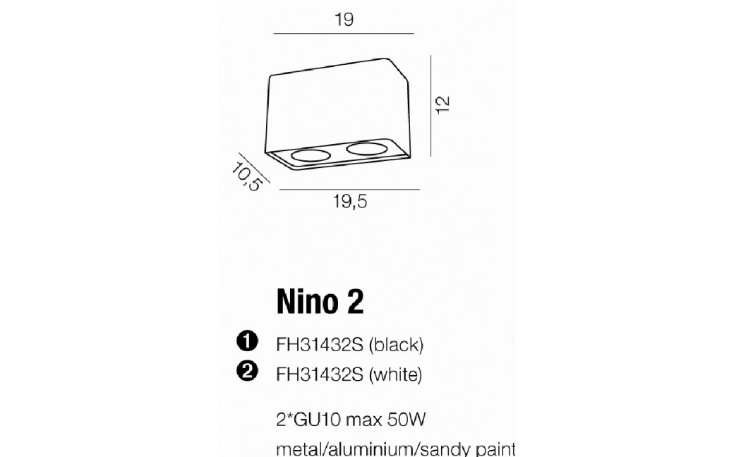 Azzardo NINO 2 WHITE/CHROM 2xGU10 Surface-mounted White/Chrome AZ0737