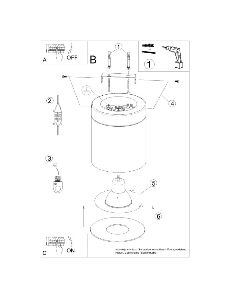 Round ceiling luminaires - Sollux Plafond RIF white SL.1348 - product kolory-swiatla.pl 10