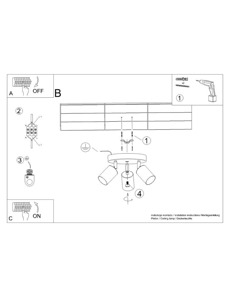Adjustable ceiling lamps - spots - Sollux Plafond WINX 3P black/copper SL.1377 - product kolory-swiatla.pl 10