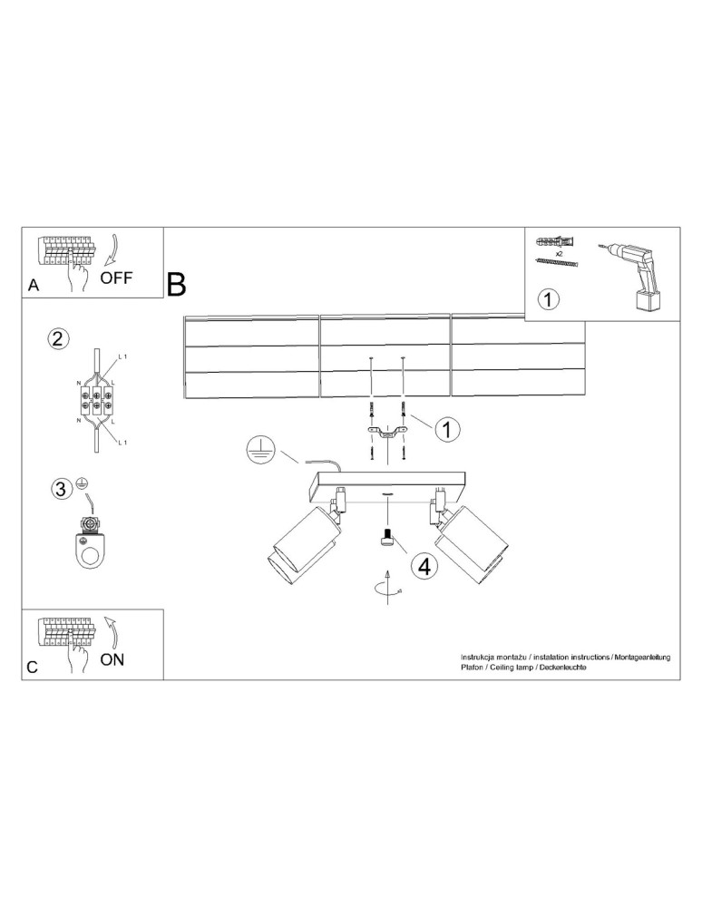Adjustable ceiling lamps - spots - Sollux Plafond WINX 4 black/copper SL.1378 - product kolory-swiatla.pl 9