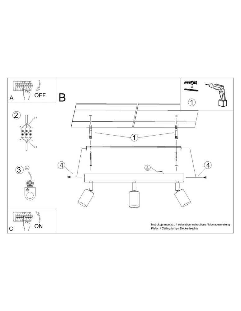 Adjustable ceiling lamps - spots - Sollux Plafond WINX 3 black/gold SL.1384 - product kolory-swiatla.pl 10
