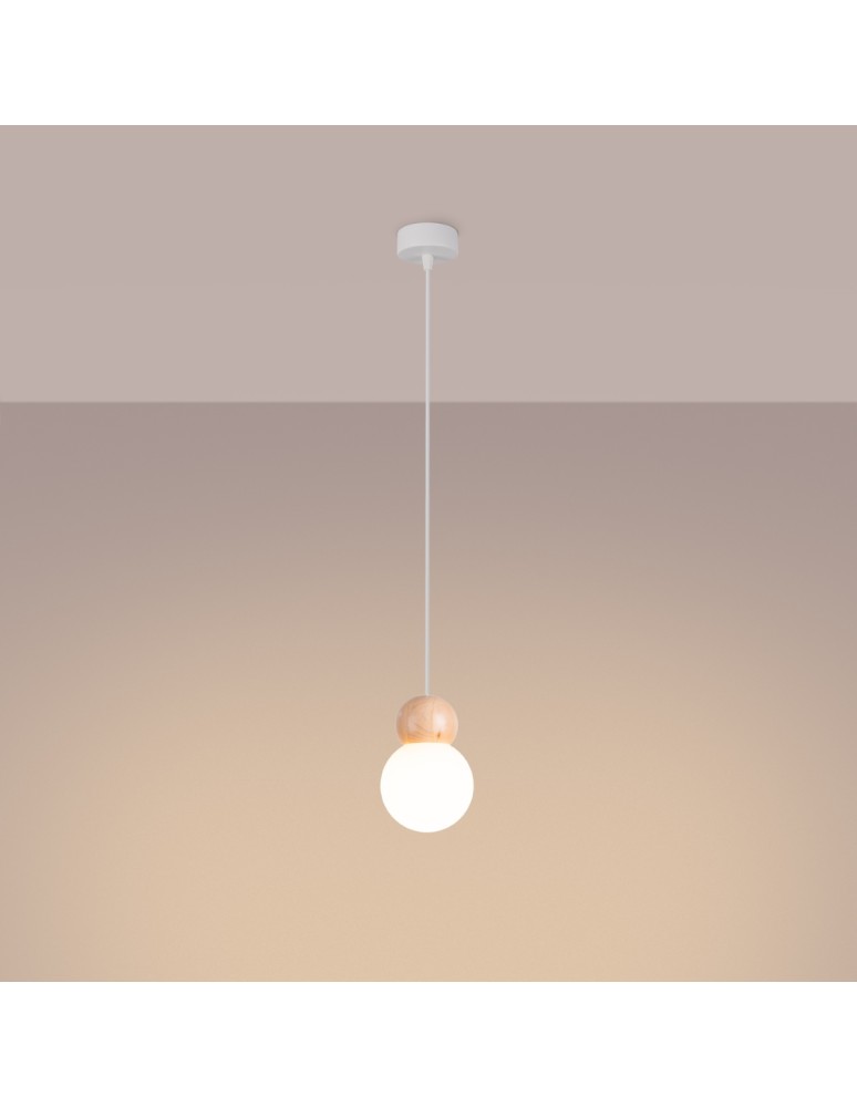 Pendant lamps - Sollux PEKKA 1 pendant lamp white/natural wood SL.1390 - product kolory-swiatla.pl 3