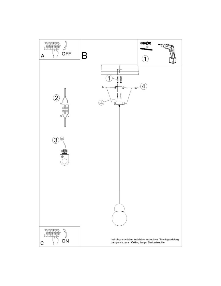 Pendant lamps - Sollux PEKKA 1 pendant lamp white/natural wood SL.1390 - product kolory-swiatla.pl 11