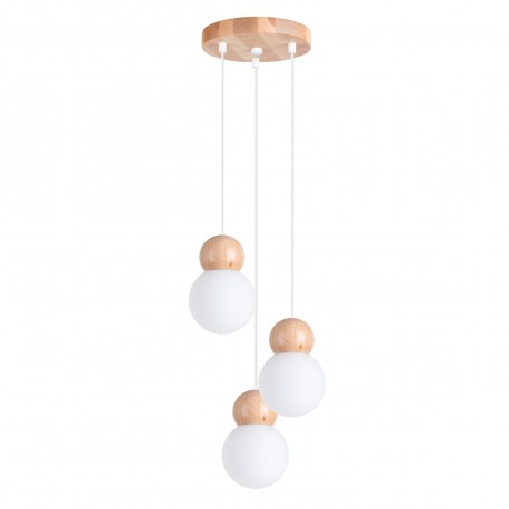 Sollux Lampa wisząca PEKKA 3P biała/naturalne drewno SL.1391