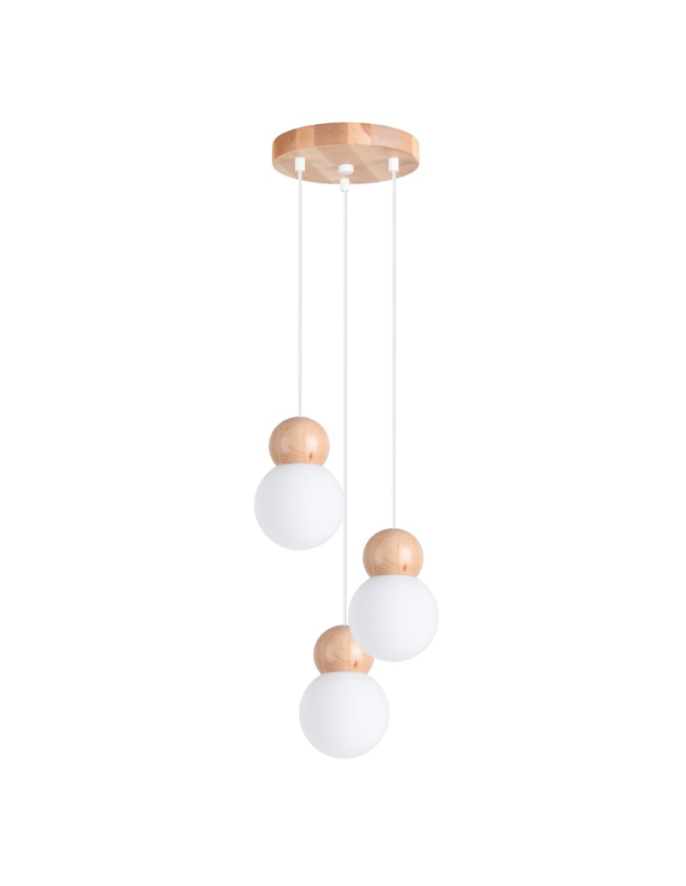 Pendant lamps - Sollux PEKKA 3P pendant lamp white/natural wood SL.1391 - product kolory-swiatla.pl 1