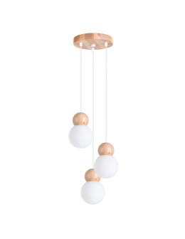 Sollux PEKKA 3P pendant lamp white/natural wood SL.1391