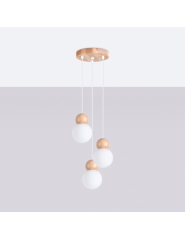 Sollux Lampa wisząca PEKKA 3P biała/naturalne drewno SL.1391 - produkt 2