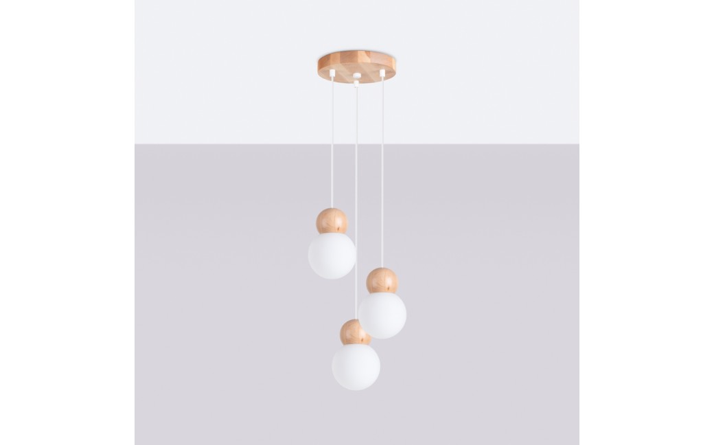 Sollux Lampa wisząca PEKKA 3P biała/naturalne drewno SL.1391