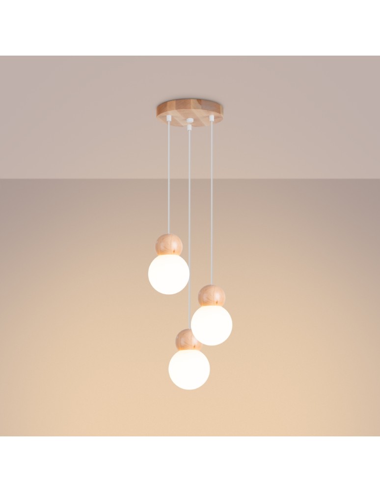 Pendant lamps - Sollux PEKKA 3P pendant lamp white/natural wood SL.1391 - product kolory-swiatla.pl 3