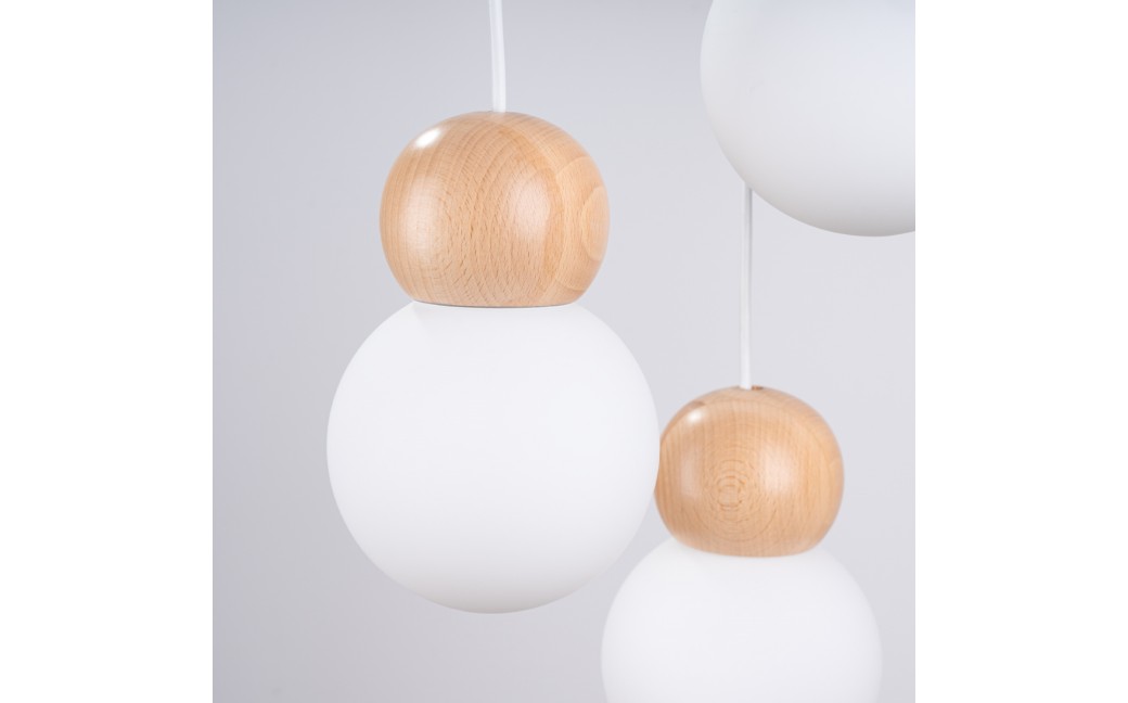 Sollux Lampa wisząca PEKKA 3P biała/naturalne drewno SL.1391