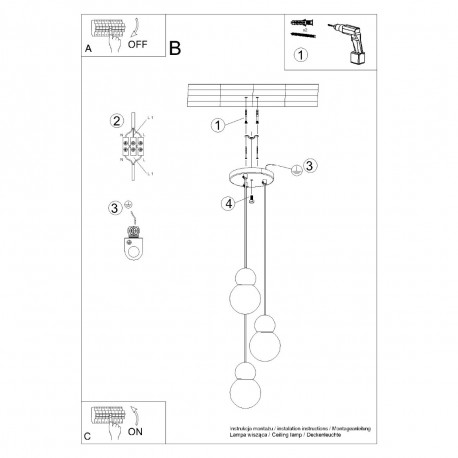 Sollux Lampa wisząca PEKKA 3P biała/naturalne drewno SL.1391