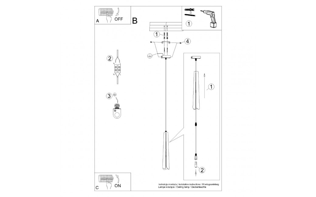 Sollux Lampa wisząca PRYSM 1 czarna SL.1400