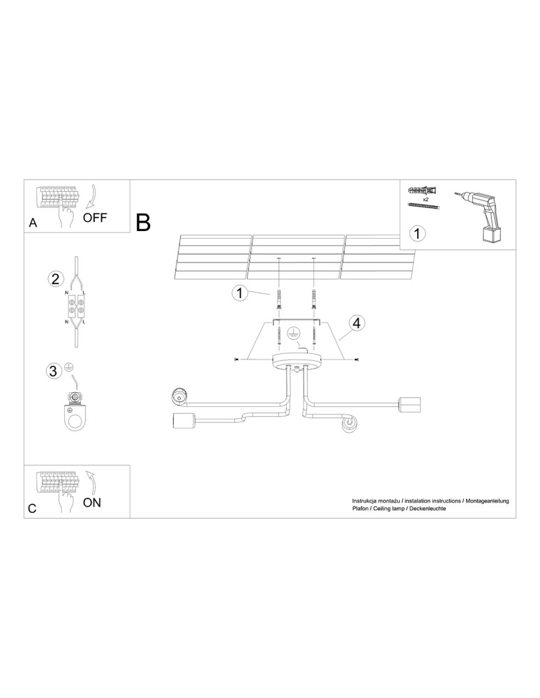 Ceiling lamps - Sollux Chandelier VECTOR 4 white SL.1442 - product kolory-swiatla.pl 5