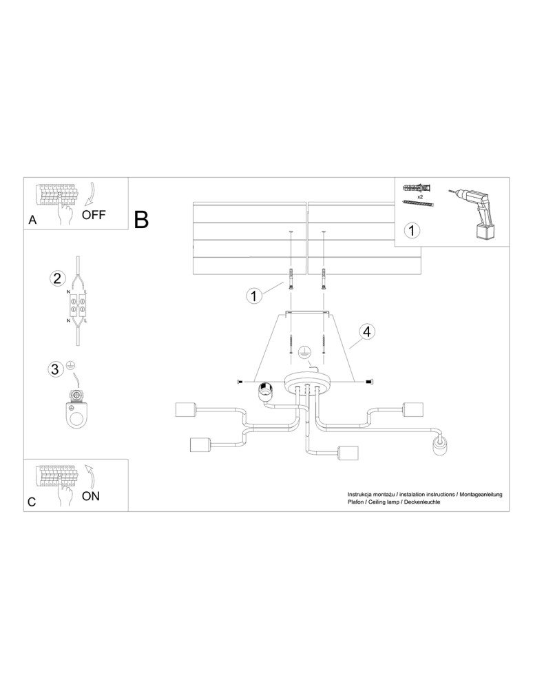 Ceiling lamps - Sollux Chandelier VECTOR 6 white SL.1443 - product kolory-swiatla.pl 6