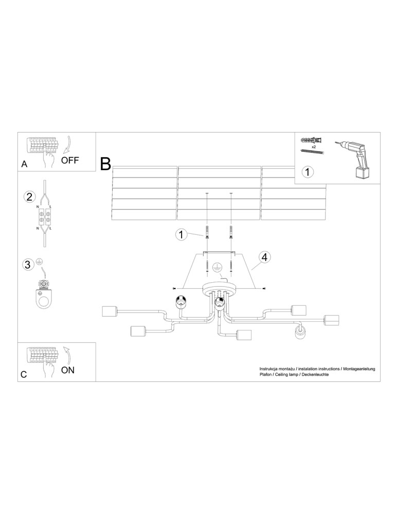 Ceiling lamps - Sollux Chandelier VECTOR 8 black SL.1448 - product kolory-swiatla.pl 5