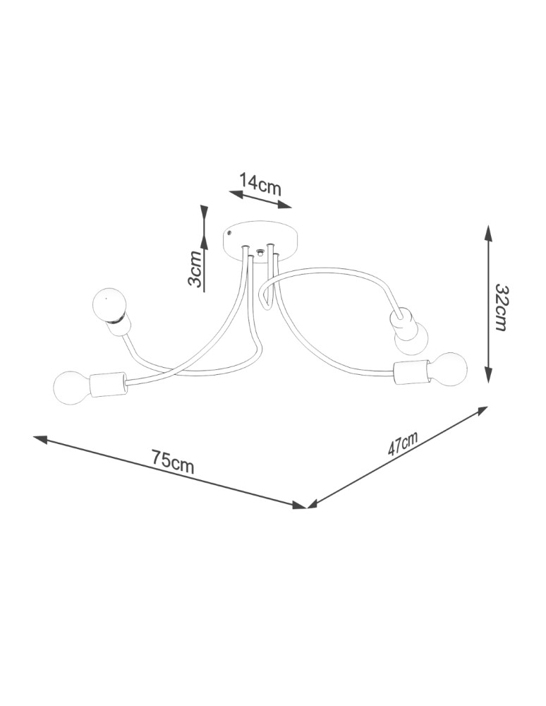 Chandeliers - Sollux Chandelier LEVAR 4 black SL.1455 - product kolory-swiatla.pl 5