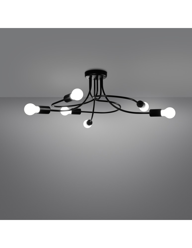 Chandeliers - Sollux Chandelier LEVAR 6 black SL.1456 - product kolory-swiatla.pl 3