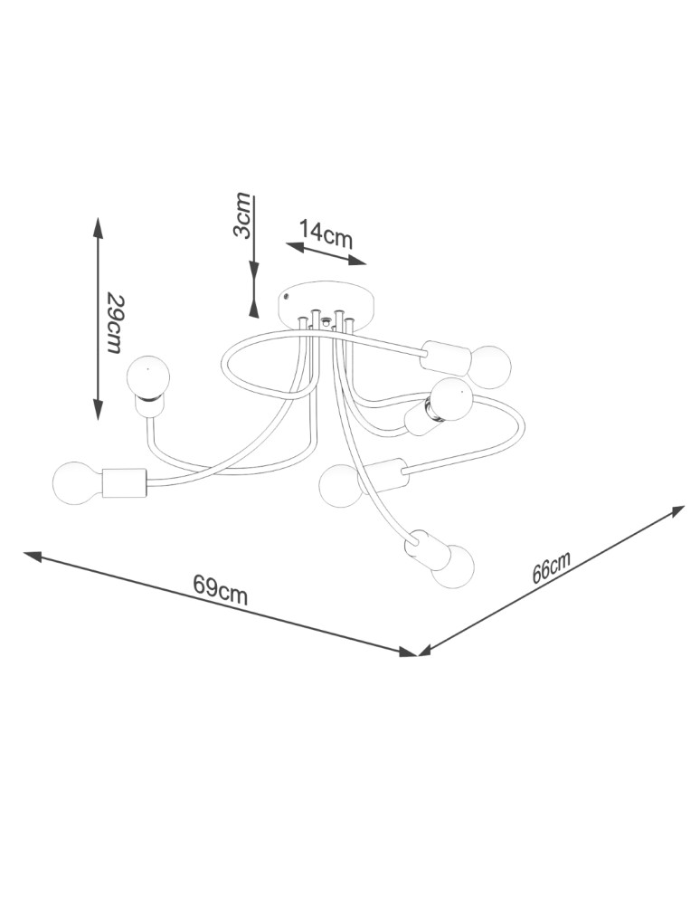 Chandeliers - Sollux Chandelier LEVAR 6 black SL.1456 - product kolory-swiatla.pl 5