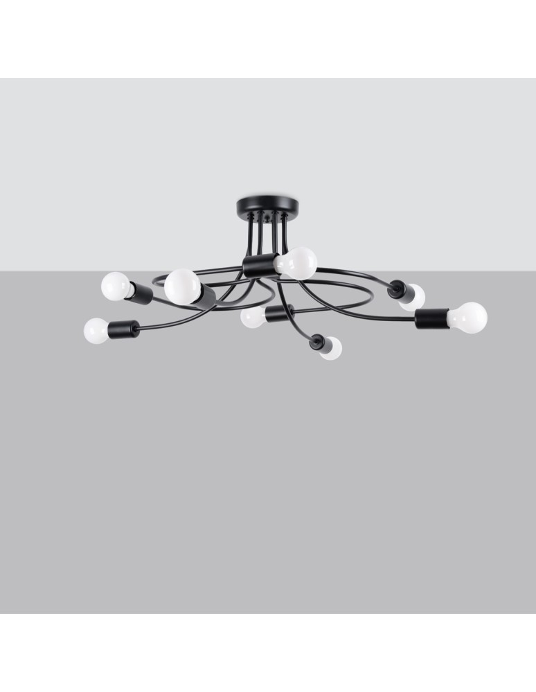 Chandeliers - Sollux Chandelier LEVAR 8 black SL.1457 - product kolory-swiatla.pl 2