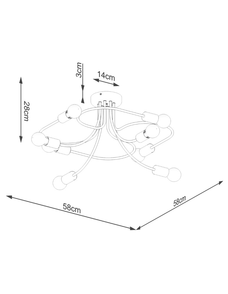 Chandeliers - Sollux Chandelier LEVAR 8 black SL.1457 - product kolory-swiatla.pl 5