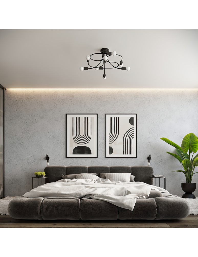 Chandeliers - Sollux Chandelier LEVAR 8 black SL.1457 - product kolory-swiatla.pl 7